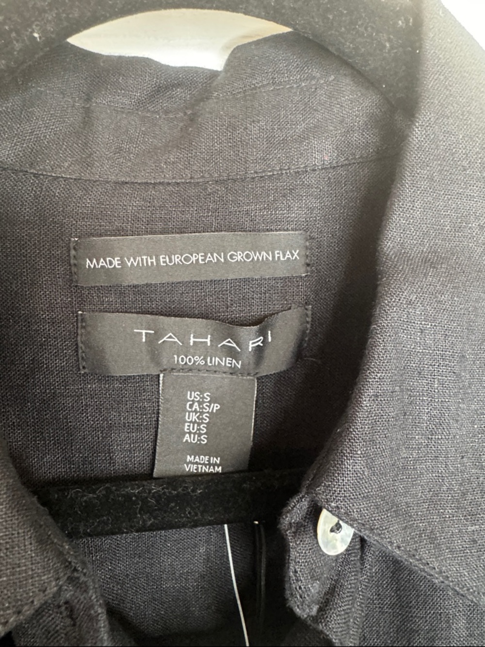 Tahari Black Short Sleeve 100% Linen Shirt Dress. Brand New with tags. Sz S - Picture 7 of 10